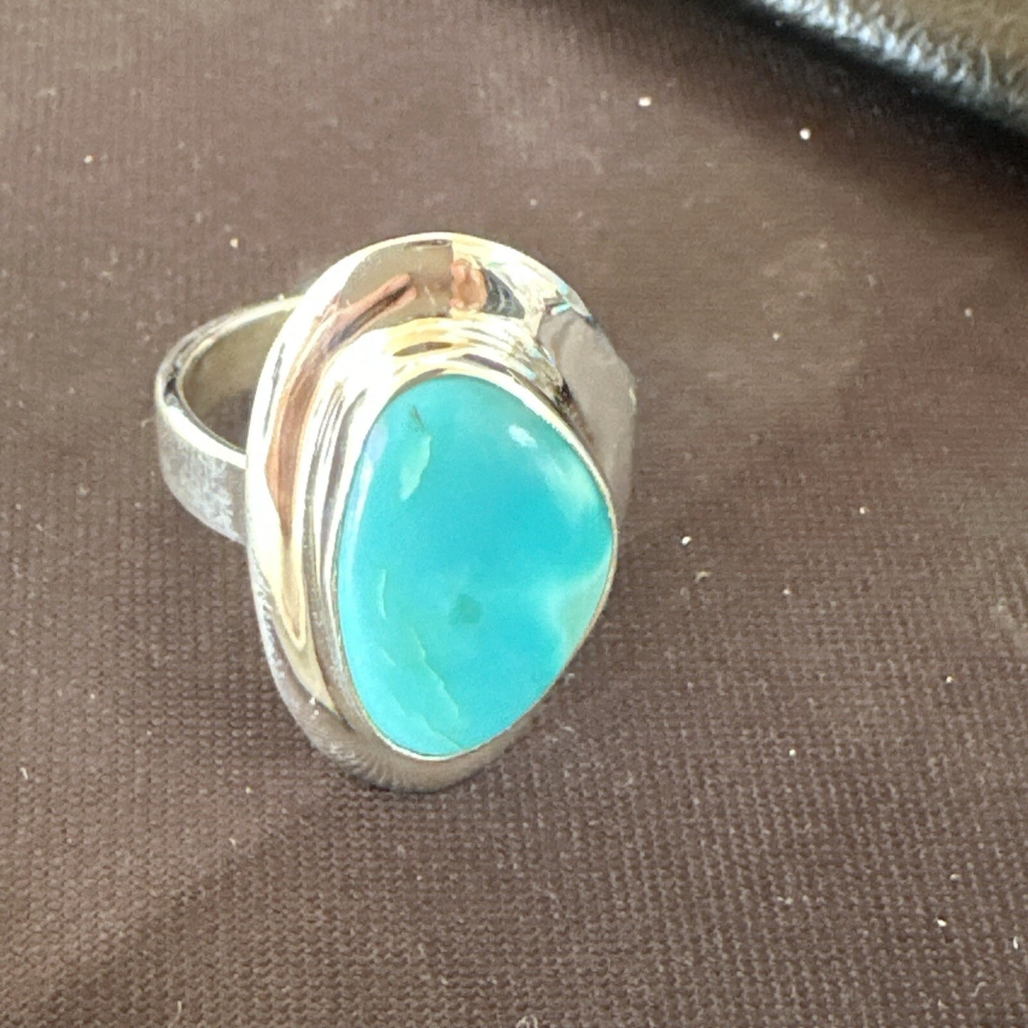 Southwestern Sterling Silver Blue Kingman Turquoise Ring Size 8 18522