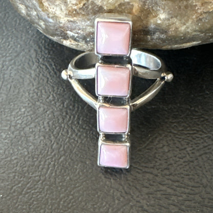 Gorgeous Square Pink Conch Cluster Ring Handmade Navajo Sz 9 18782