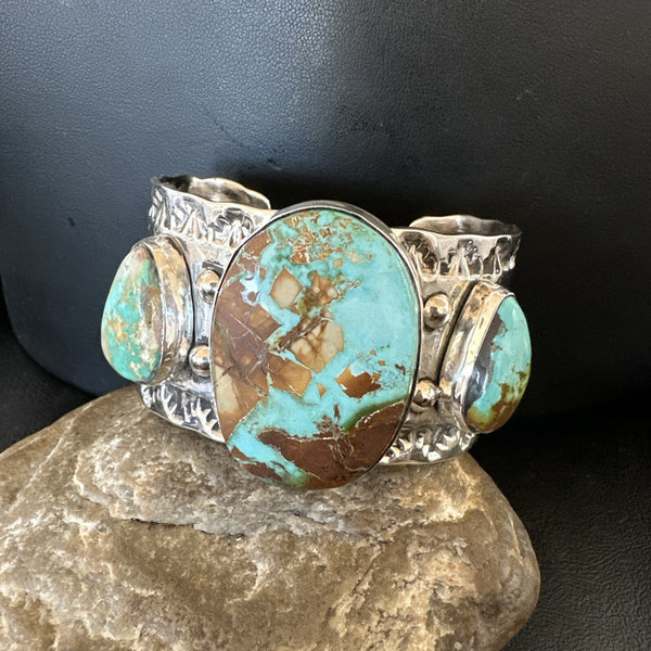 Navajo Green Royston TURQUOISE Cuff Bracelet | Sterling Silver | Authentic Native American Handmade | 17937