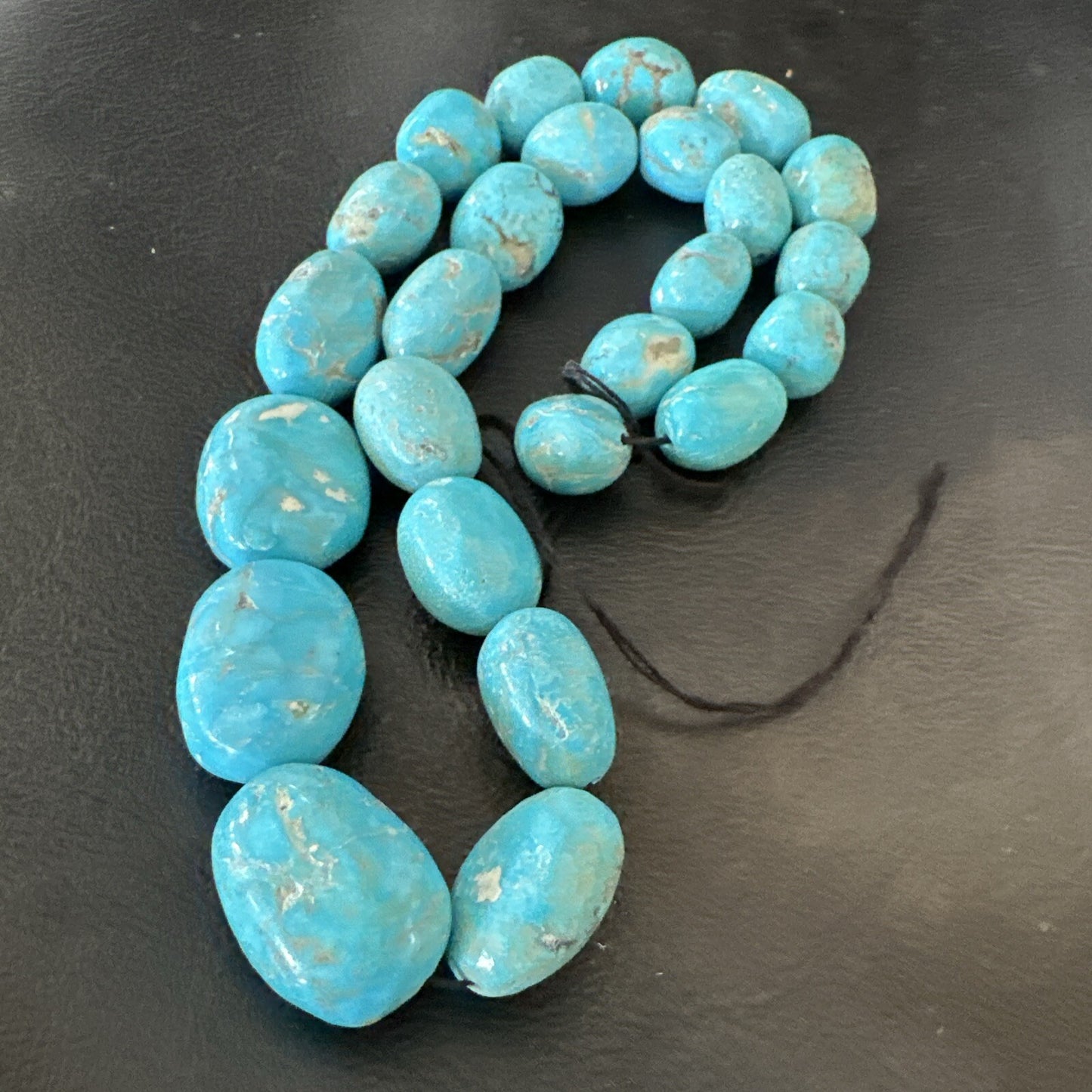 Authentic Blue Sleeping Beauty Graduated Turquoise Nugget Strand 18” 18499