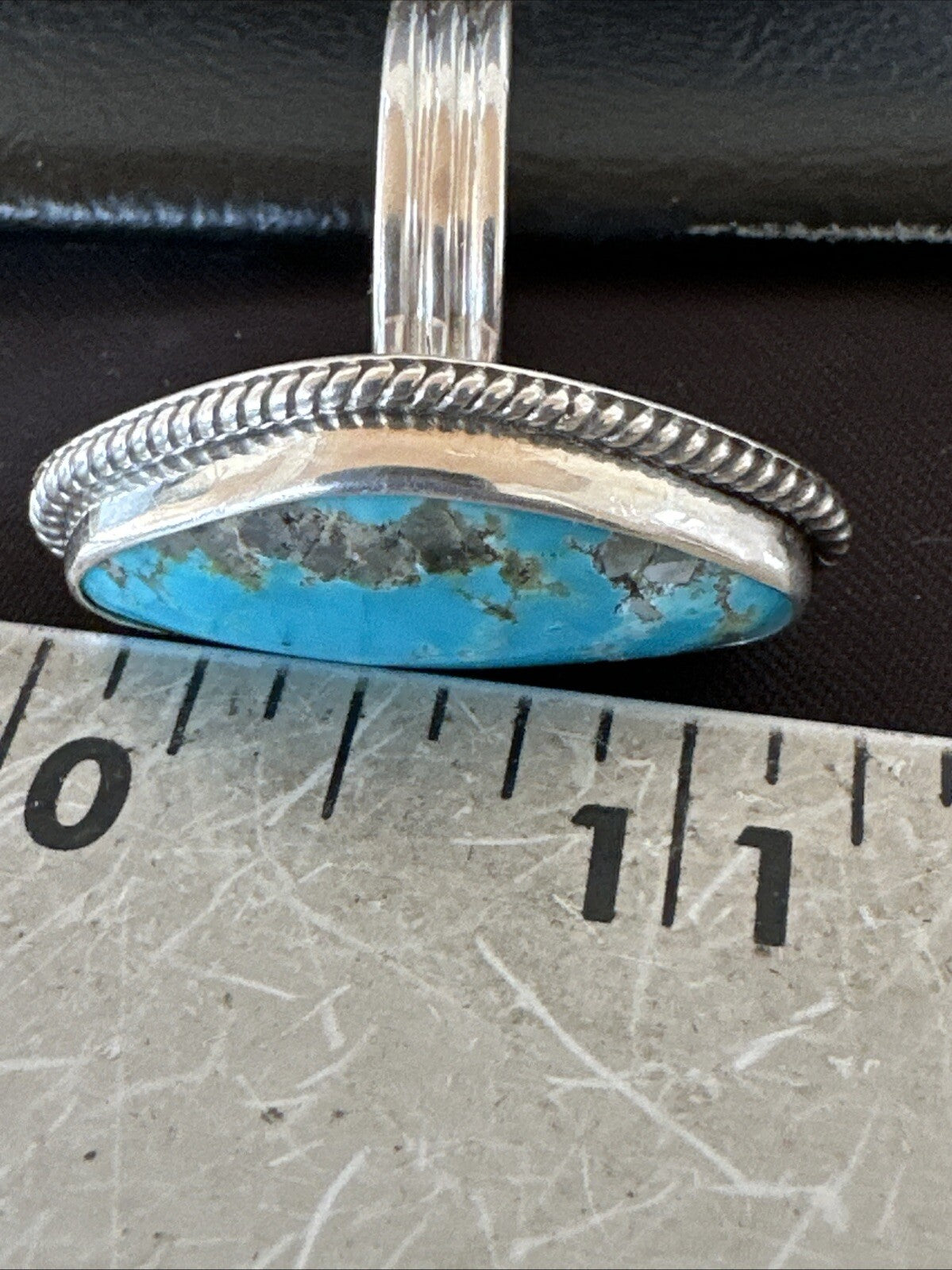 Blue Turquoise #8 Navajo Sterling Silver  Ring Size 9 18829