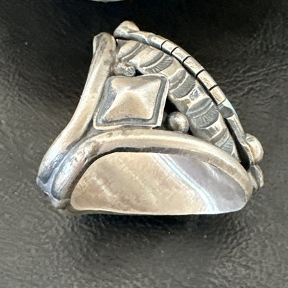 Handmade Navajo Sterling Silver  Blue Kingman Turquoise Ring Size 9 19621