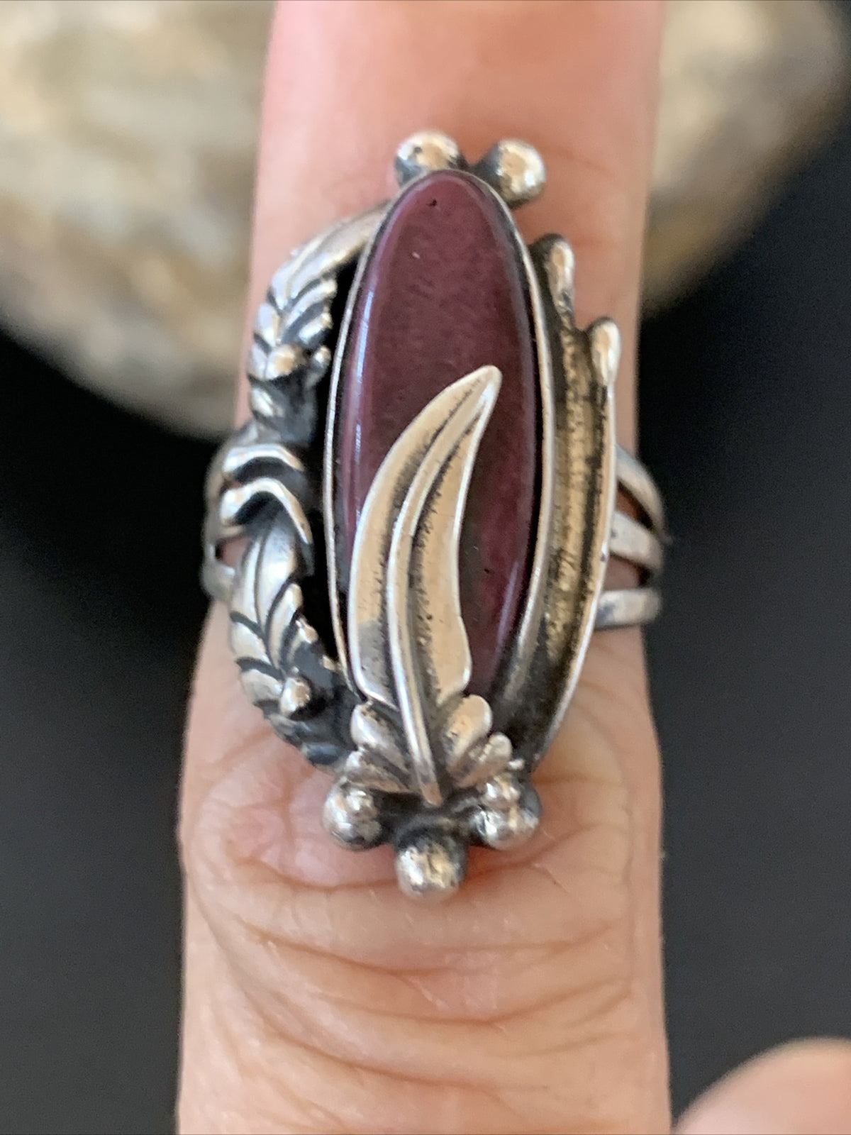 Womens Purple Spiny Oyster Navajo Sterling Silver Ring Size 5.5 03478