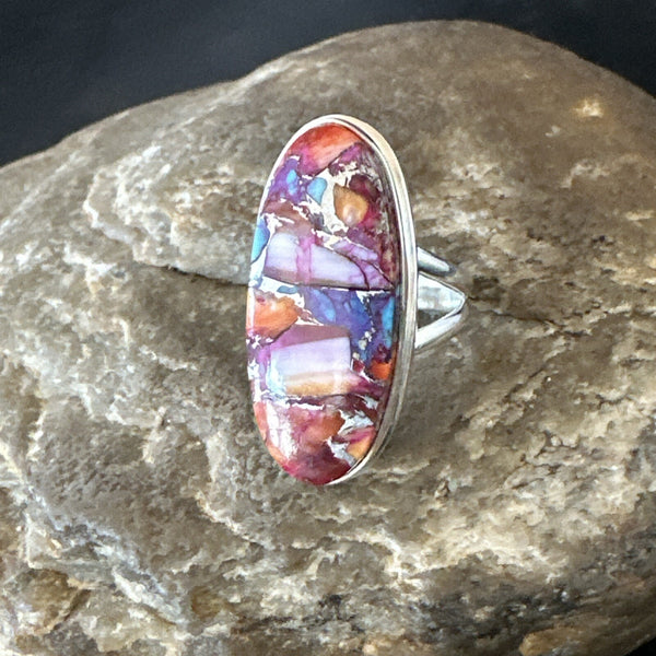 Blue Turquoise Spiny Oyster Southwestern Ring Size 6 | Sterling Silver | Authentic Native American Handmade | 18536