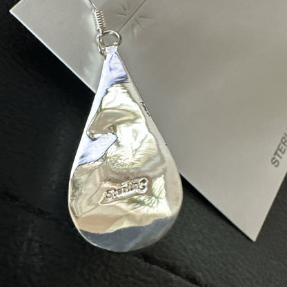 White Howlite Dangle Inlay Navajo Sterling Silver Earrings 19264