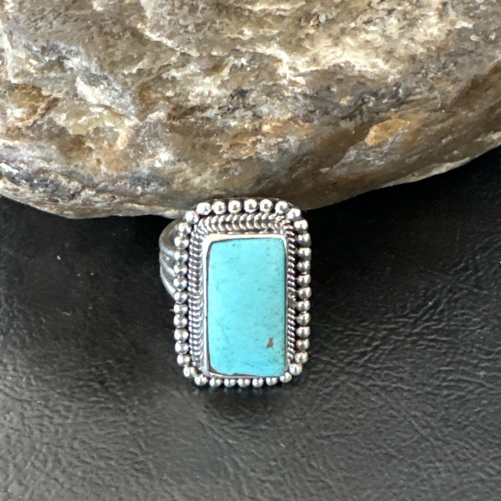 Blue Turquoise #8 Navajo Sterling Silver  Ring Size 6 18827