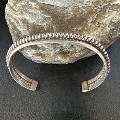 Native American Cuff Bracelet Old Pawn Navajo Sterling Silver 15072