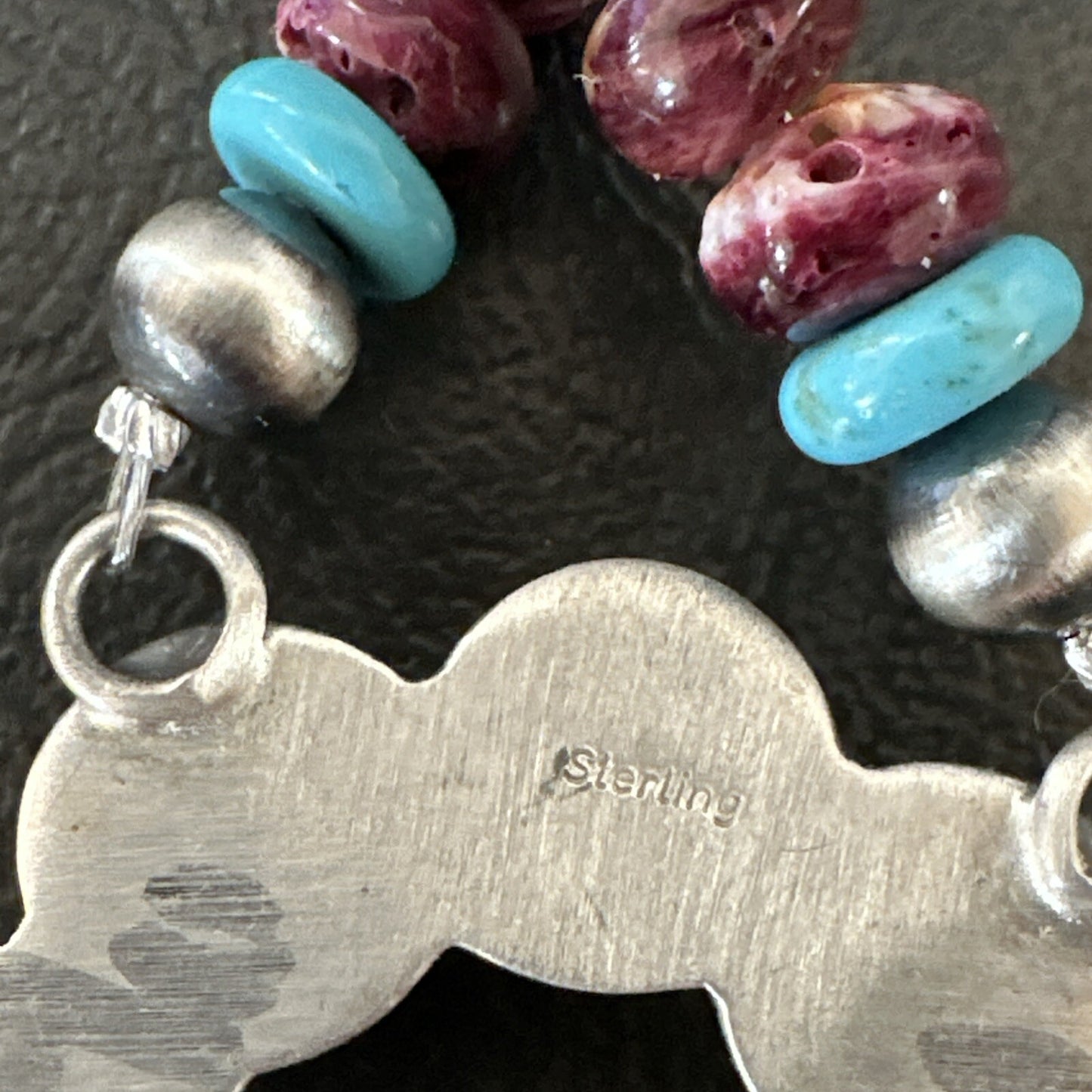 Purple Spiny Oyster Naja Pendant Turquoise Navajo Sterling Silver Necklace 18849