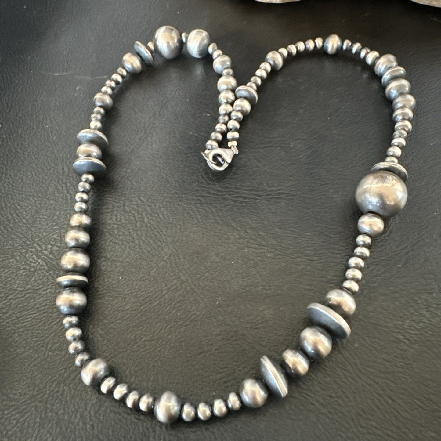 Mixed Bead Sterling Silver Navajo Pearls Necklace 18” 19221
