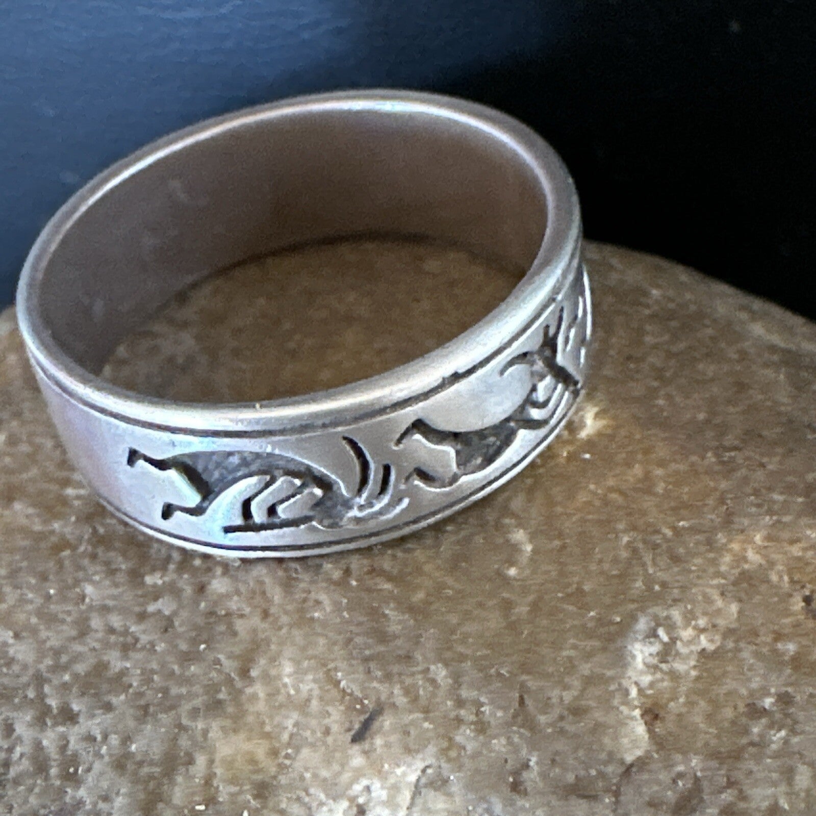 Kokopelli Wedding Band Navajo Sterling Silver Ring Size 9.5 17971