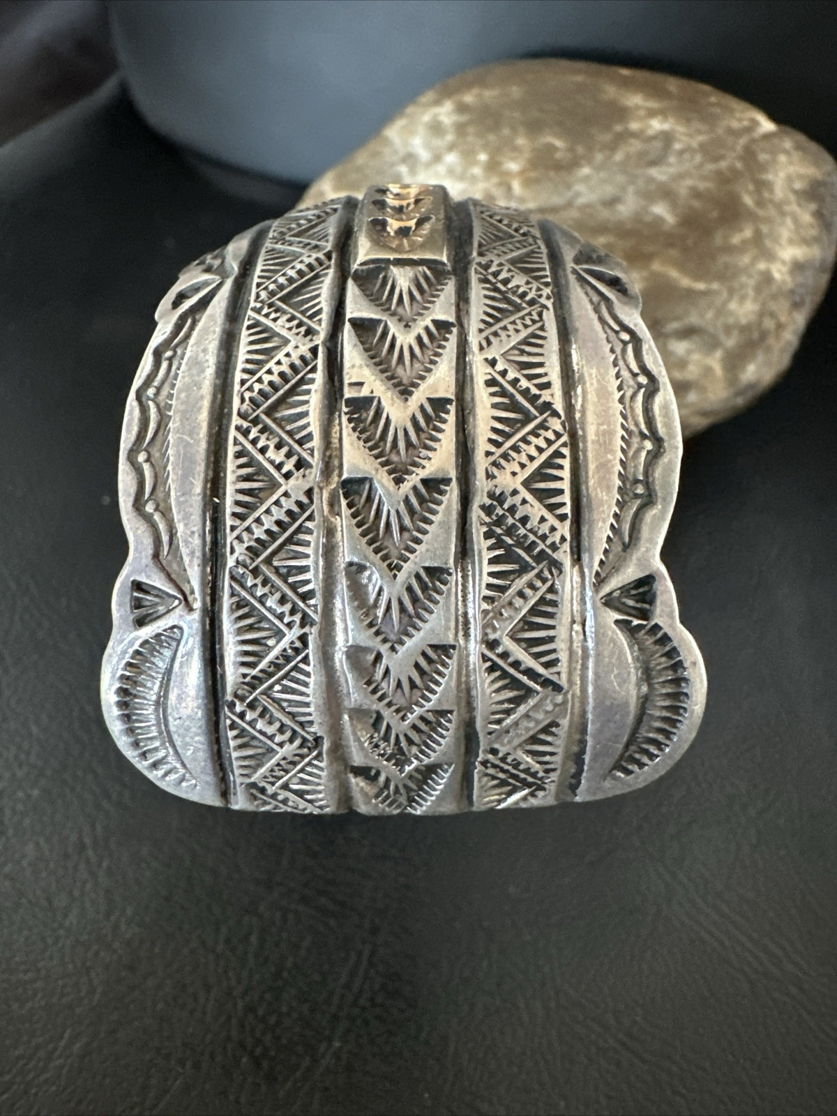 Mens Navajo Sterling Silver 14K Gold Cuff Bracelet 18145