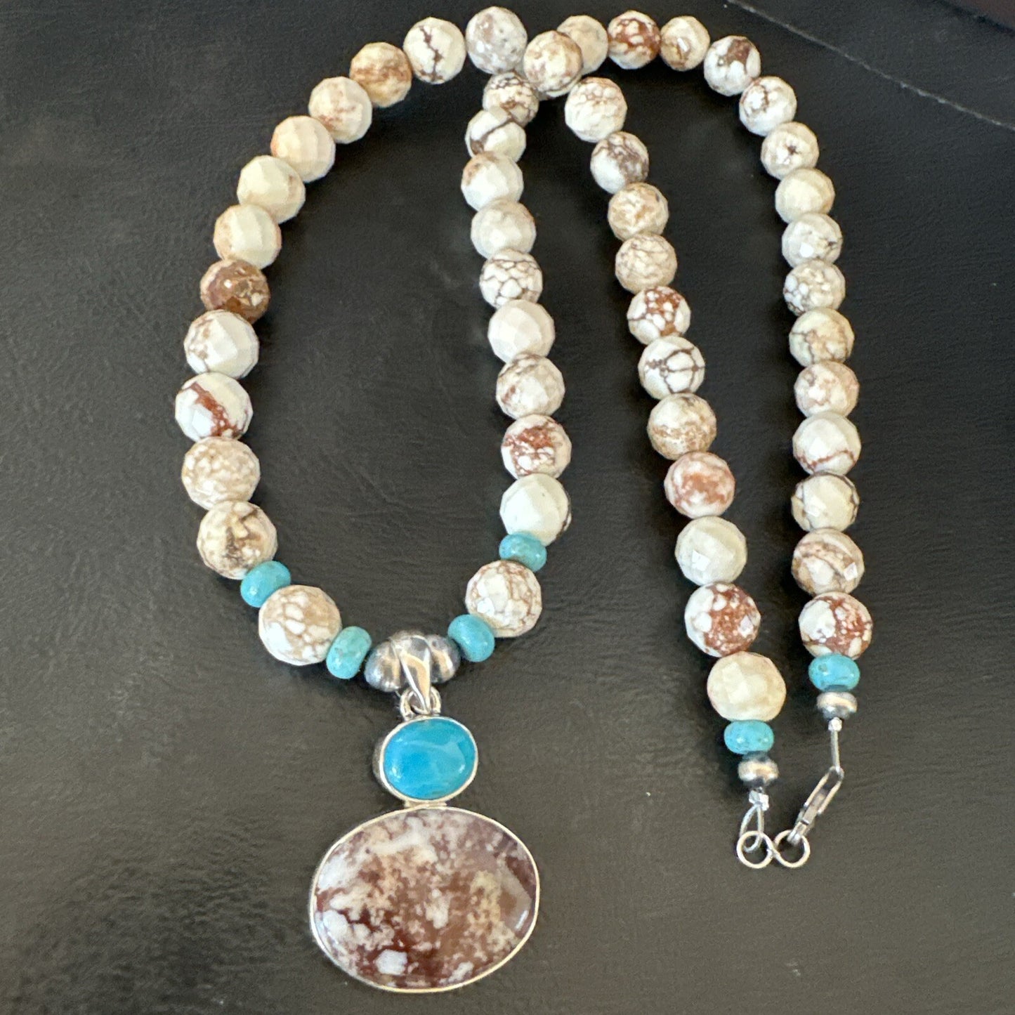 Mens Women Navajo Sterling Silver Wild Horse Turquoise Necklace Pendant 20”18323