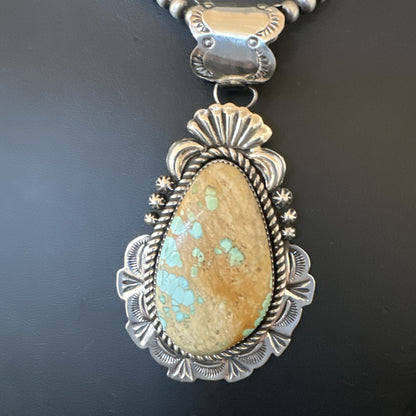 XXL Mens Royston Turquoise Pendant Navajo Pearls Sterling Silver Necklace 18746