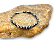Navajo Sterling Silver Rondelles Saucer Flat Bead Bracelet 4mm 7" 98947