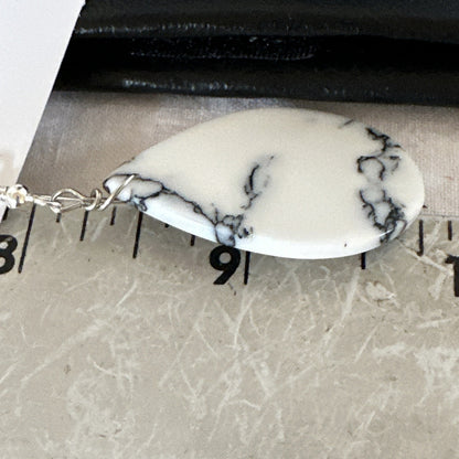 White Howlite Slab Sterling Silver Dangle Earrings 1” 19265