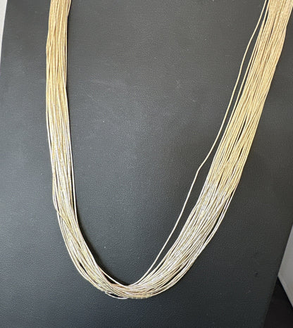 30 Strands Heishi tubes Liquid Sterling Silver Necklace 30” 19620