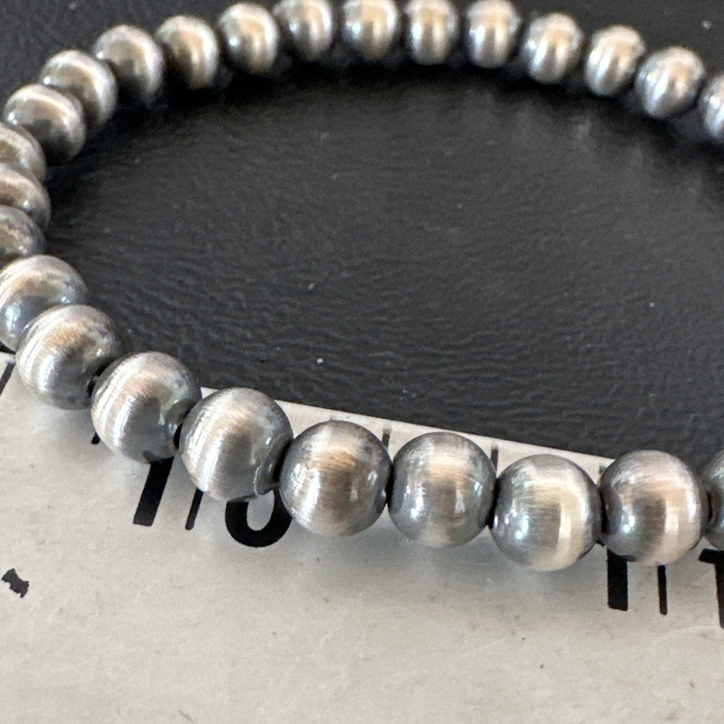 Native American Navajo 6mm Beads 7” Sterling Silver Bracelet 99967