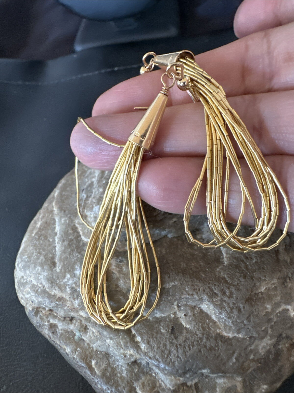 Liquid 10 Strand Sterling Silver Gold filled Heishi Dangle 2.5” Earrings 18644