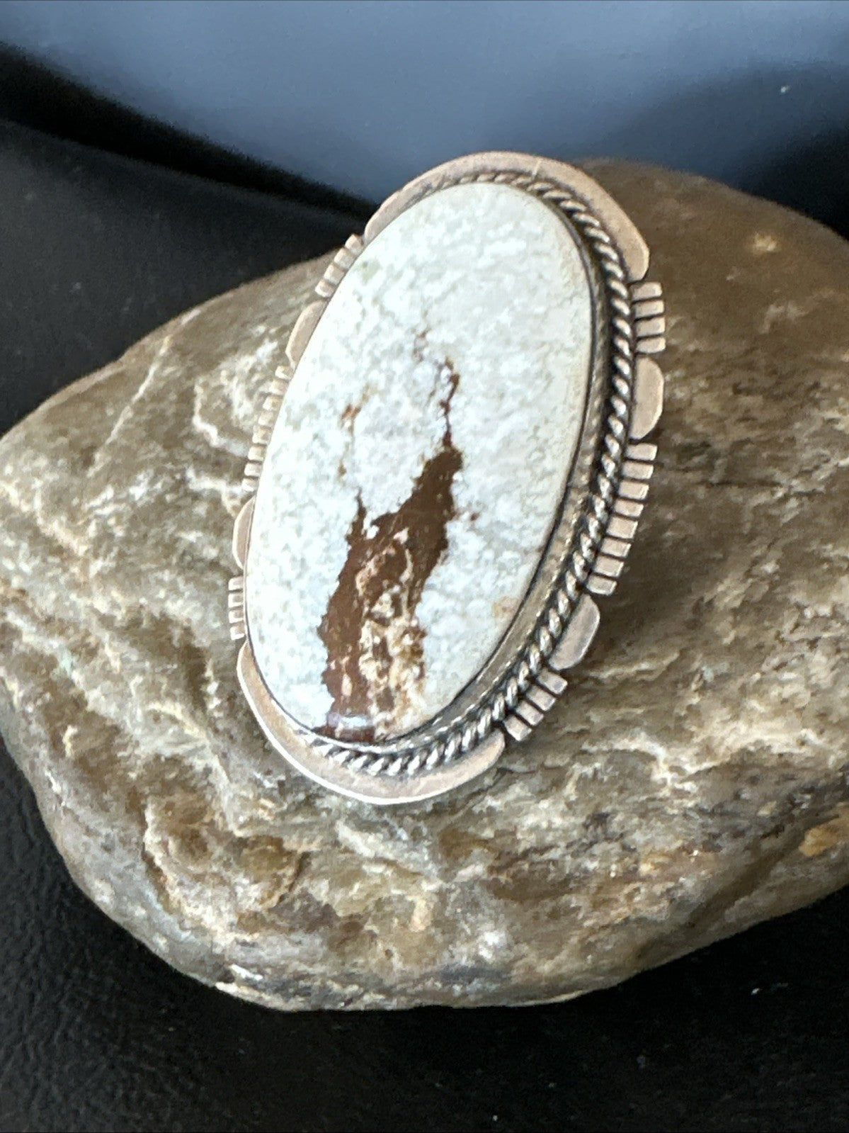 Native American Wild Horse Turquoise Navajo Sterling Silver Ring Size 6.5 19823