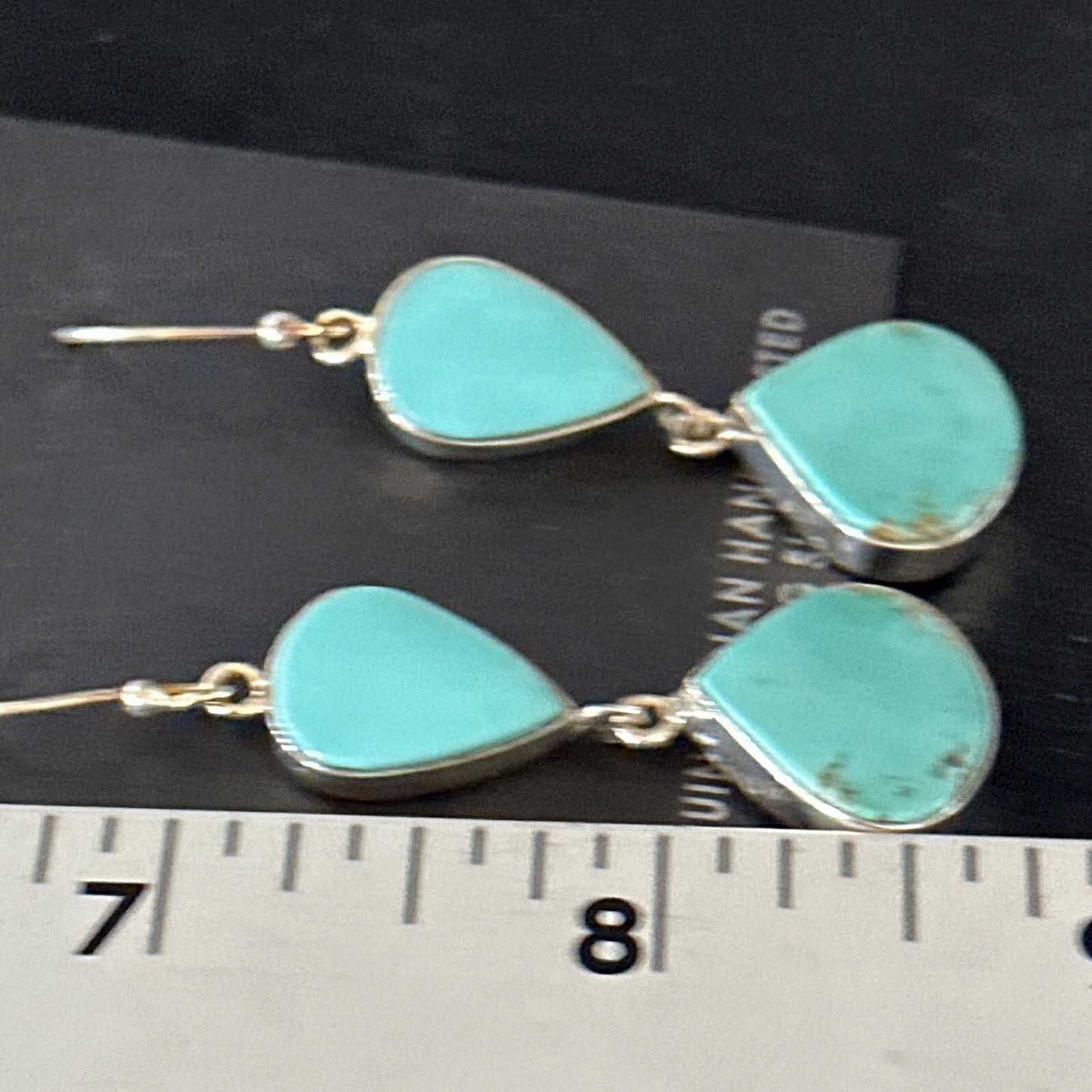 Kingman Turquoise Navajo Sterling Silver Dangle Earrings 14581