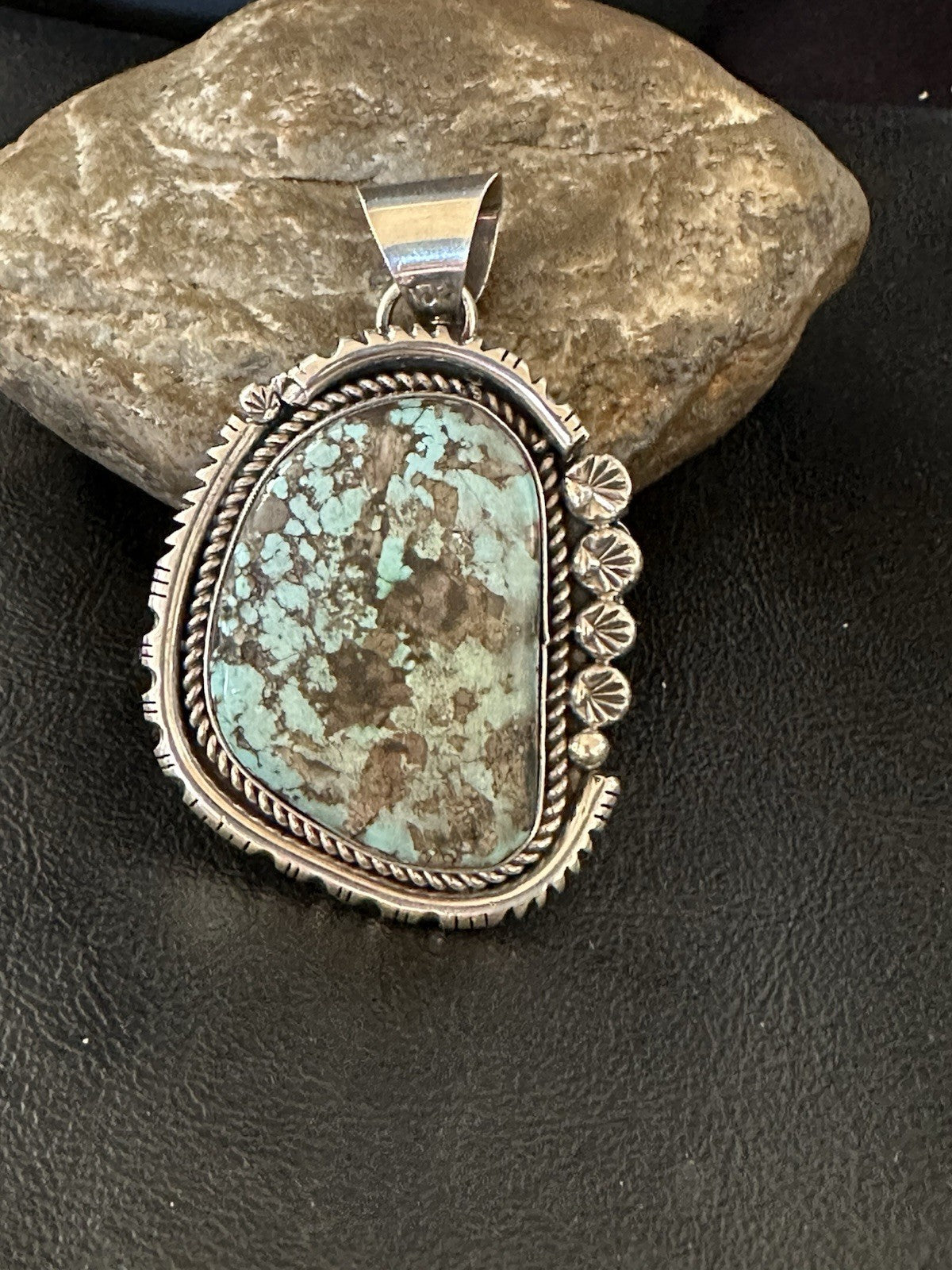 XL Men Women Blue Turquoise Pendant Navajo Sterling Yazzie 19526