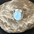 Women's Blue Larimar Navajo Ring Size 8 | Sterling Silver | Authentic Native American Handmade | 17670