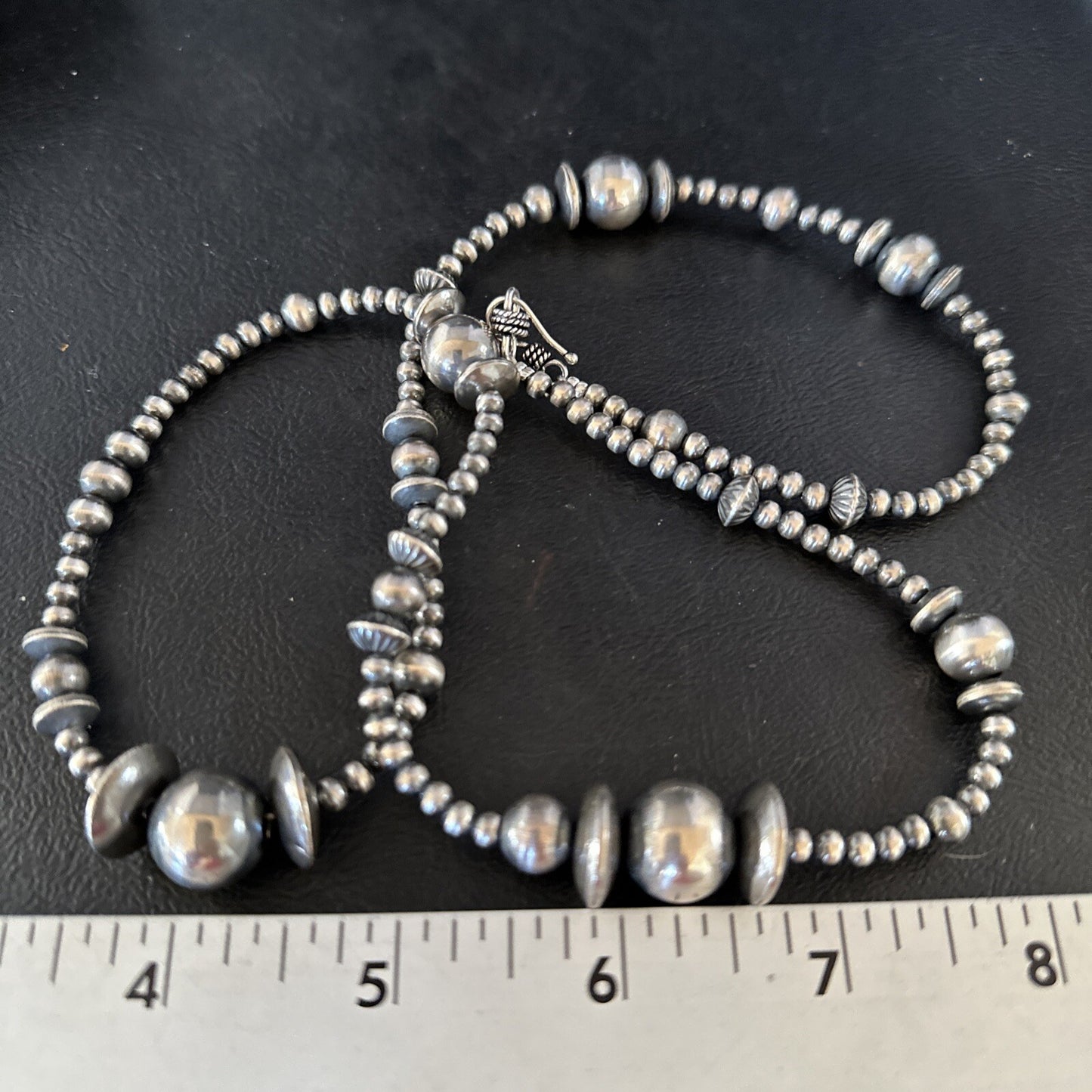 Native American Sterling Silver Navajo Pearls Mixed Beads 21" Necklace 92321