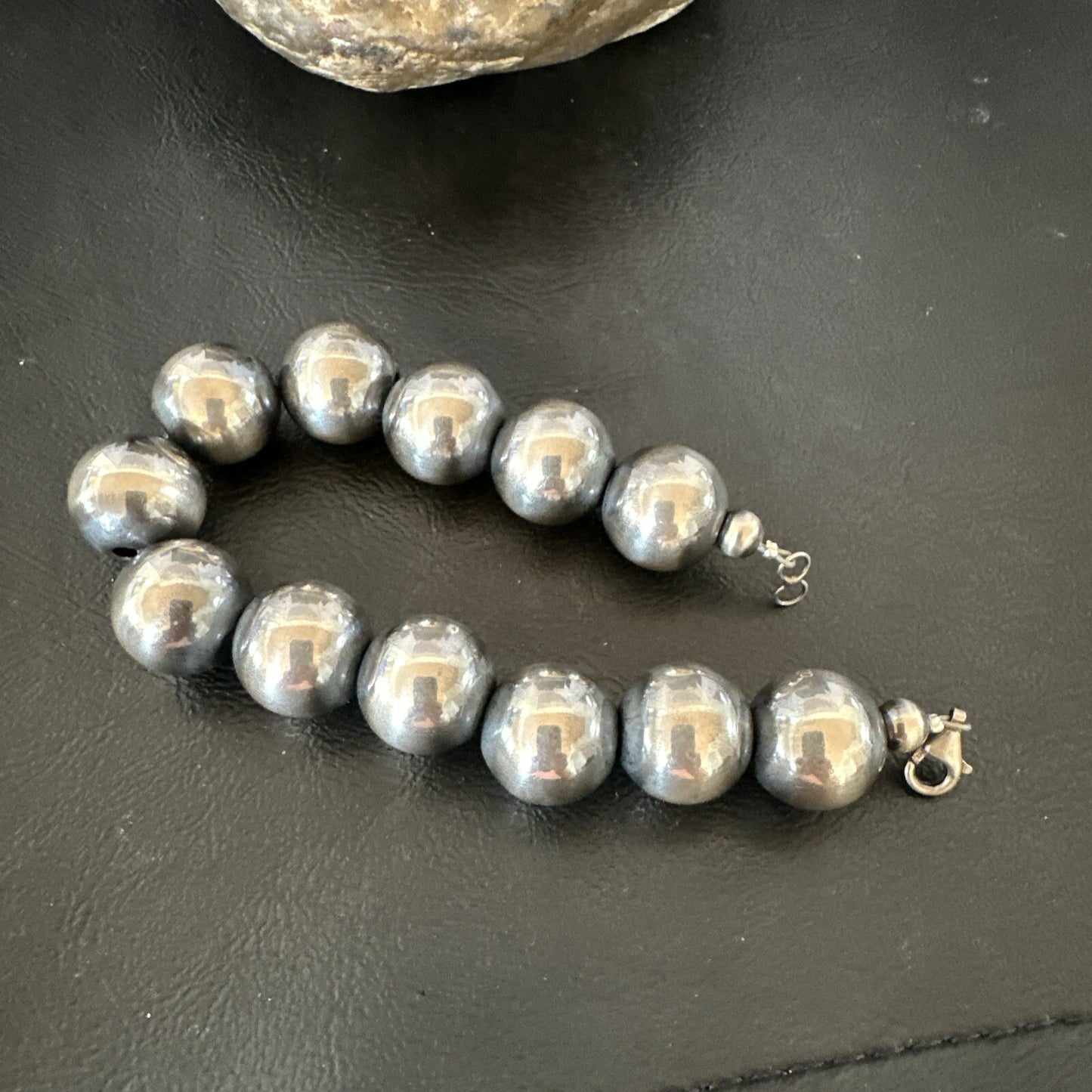 16mm Round Beads 8” Sterling Silver Beads Bracelet 91608