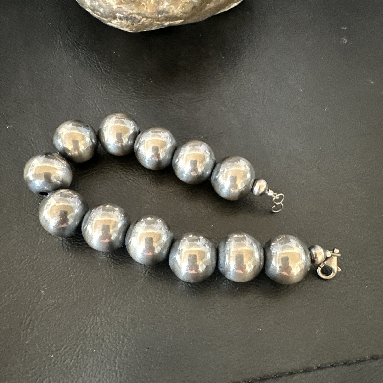 16mm Round Beads 8” Sterling Silver Beads Bracelet 91608