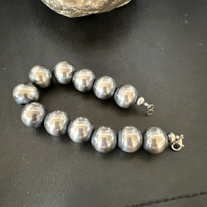 16mm Round Beads 8” Sterling Silver Beads Bracelet 91608