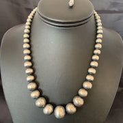 Navajo Pearls Graduated Round Seamless Bead Necklace 22" | Sterling Silver | Authentic Native American Handmade