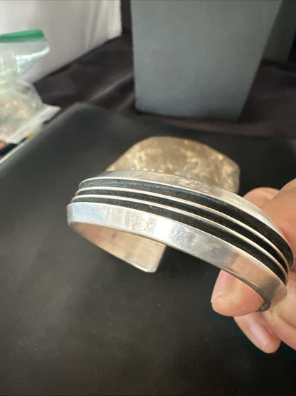 Mens Womens Navajo Sterling Silver Cuff Bracelet 7” 19696
