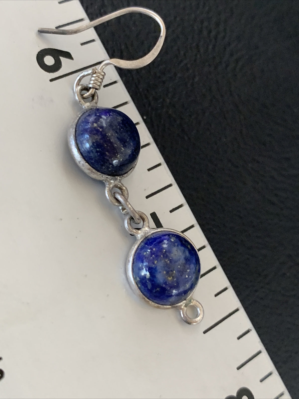 Native Blue Lapis Sterling Silver Multi-Stone Dangle Drop Earrings 1" 12710