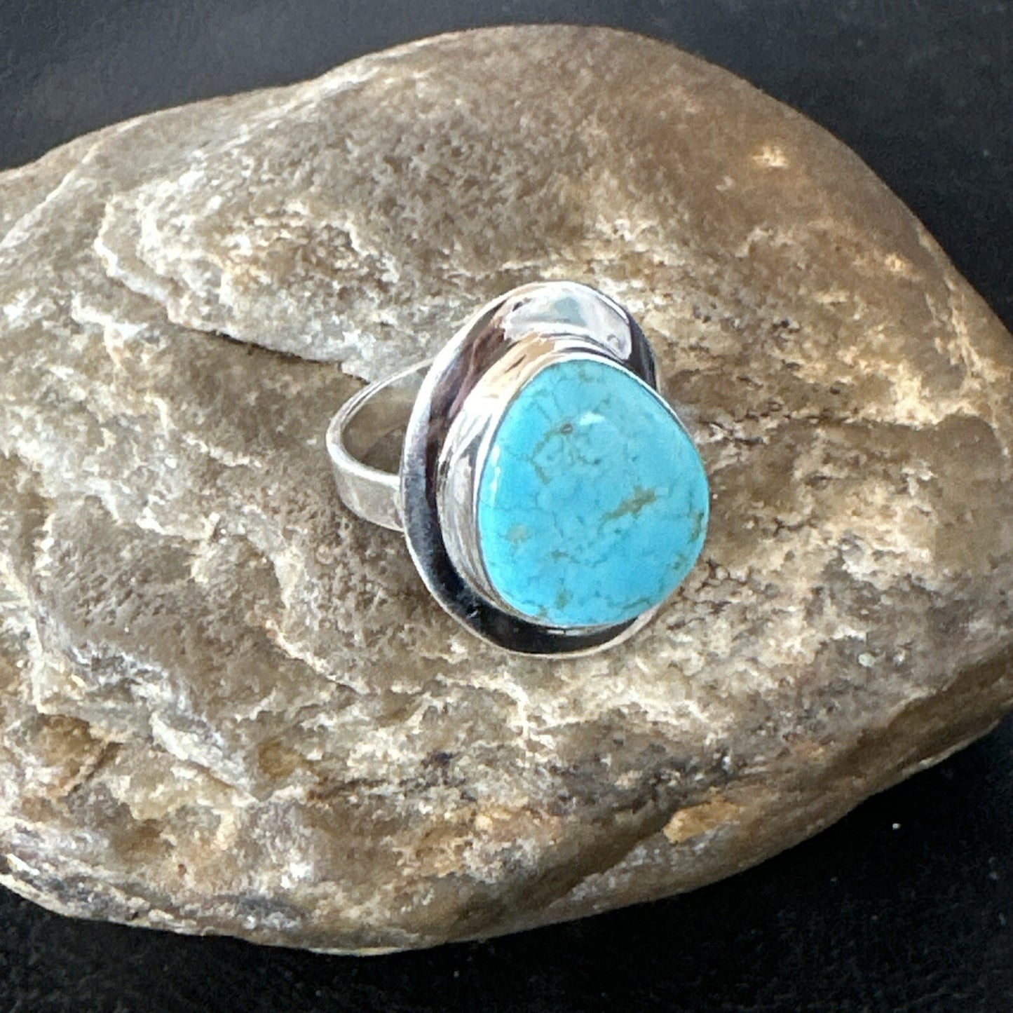 Blue Turquoise Spiny Oyster Southwestern Sterling Silver Ring Size 10 18532
