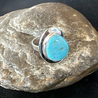 Blue Turquoise Spiny Oyster Southwestern Sterling Silver Ring Size 10 18532