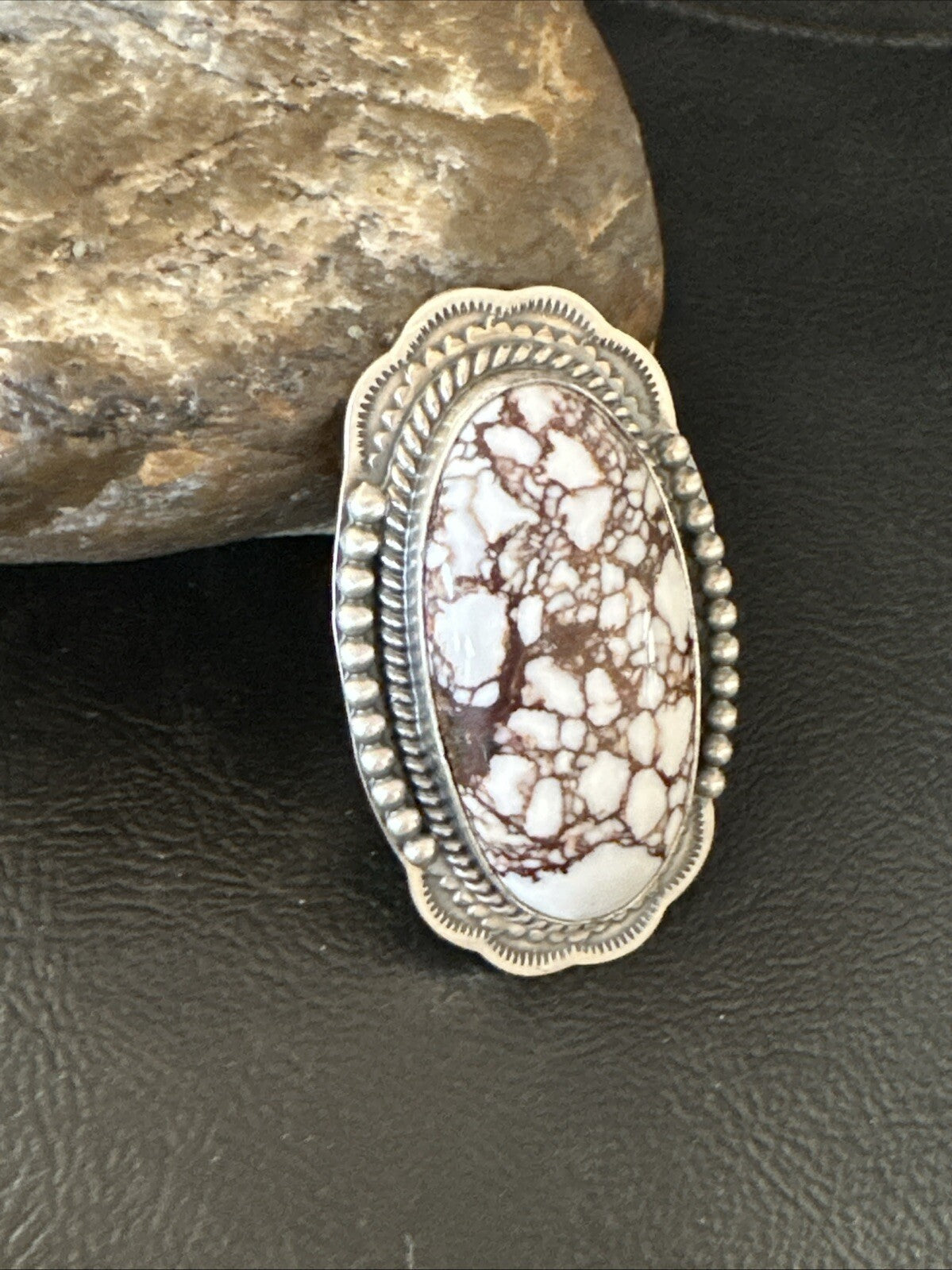 Mens Womens Wild Horse Turquoise Navajo Sterling Silver Ring Sz 8 18722