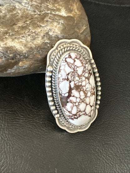 Mens Womens Wild Horse Turquoise Navajo Sterling Silver Ring Sz 8 18722