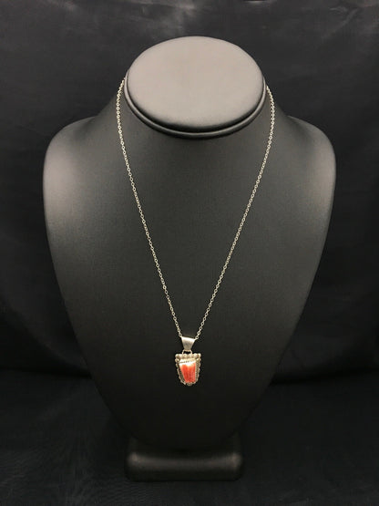 Spiny Oyster Pendant Navajo Sterling Silver Chain Necklace 2621