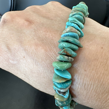 Mens Womens Blue Green Turquoise Stretch Stone Friendship Bracelet 7" 18856