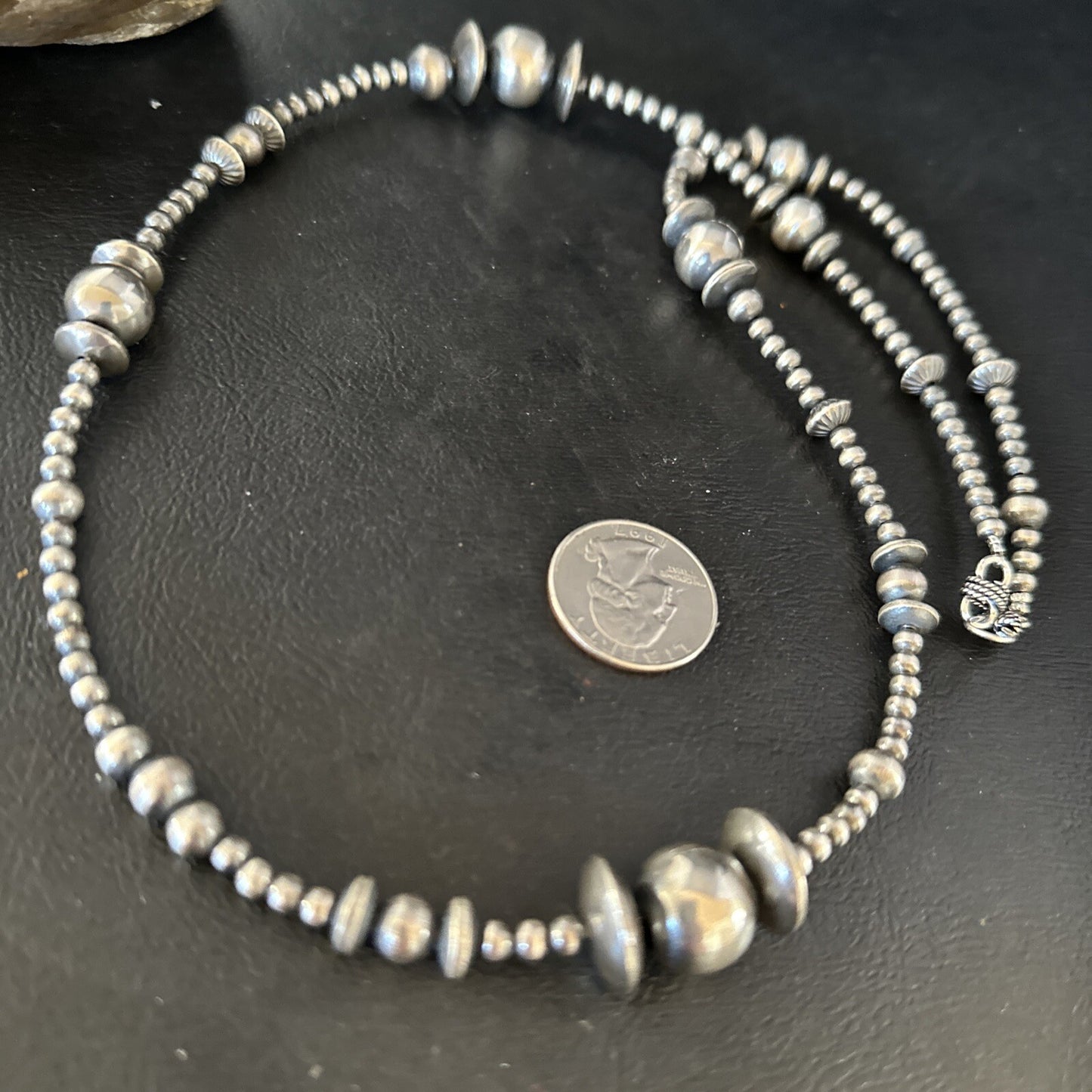 Native American Sterling Silver Navajo Mixed Beads 18" Necklace 92318