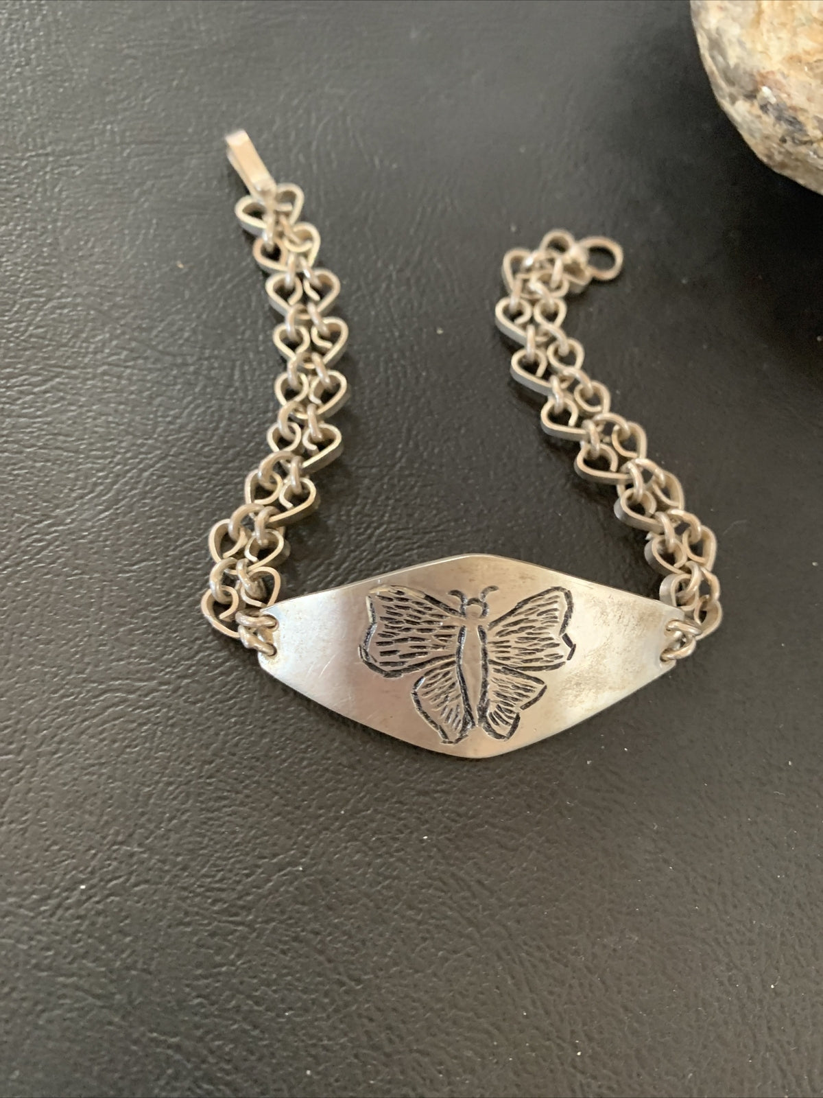 Butterfly Navajo Sterling Silver Old Pawn Link Bracelet 01467