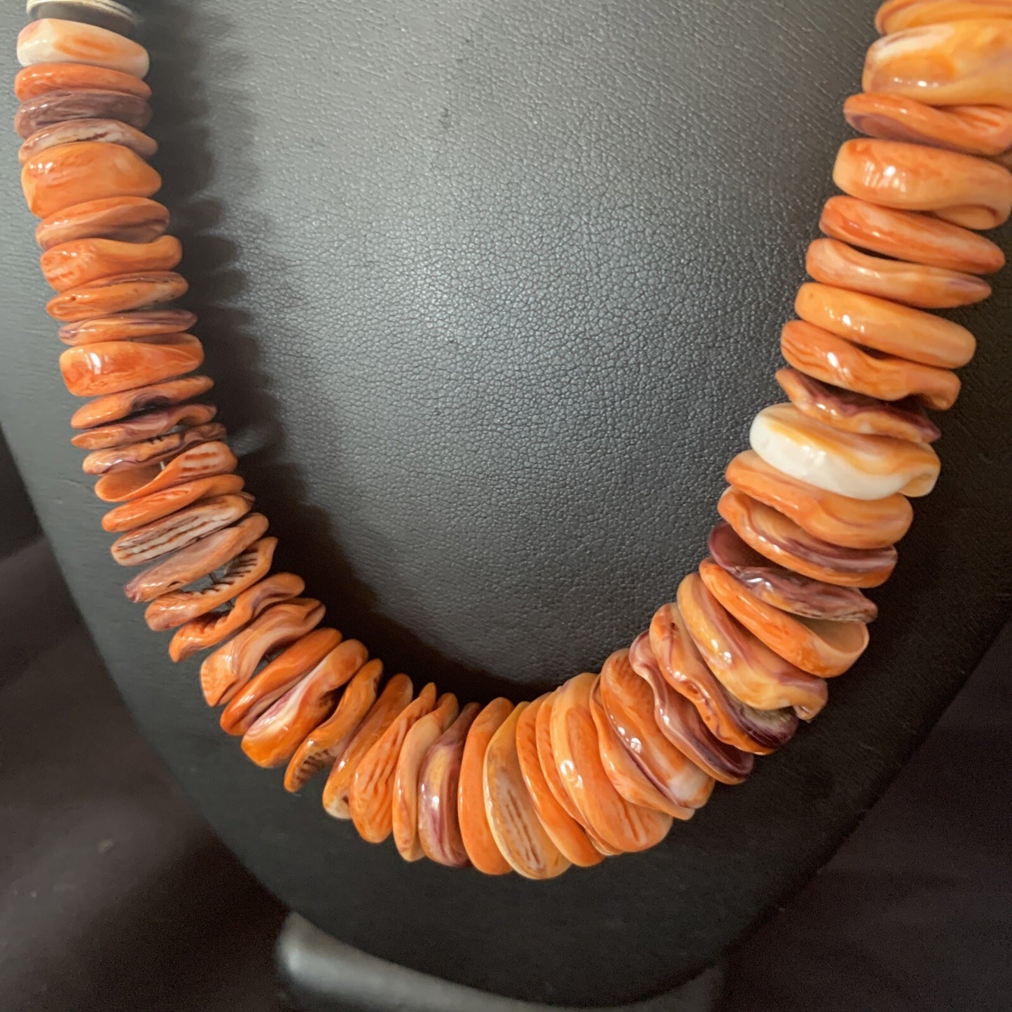 Orange Purple Spiny Oyster Navajo Pearls Sterling Silver Necklace 21" 12736