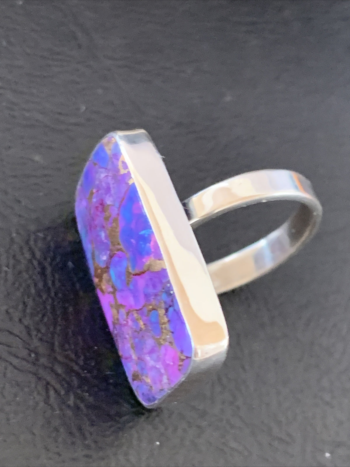 Purple Mohave Turquoise Navajo Sterling Silver Ring Size 8.5 Adjustable 11799