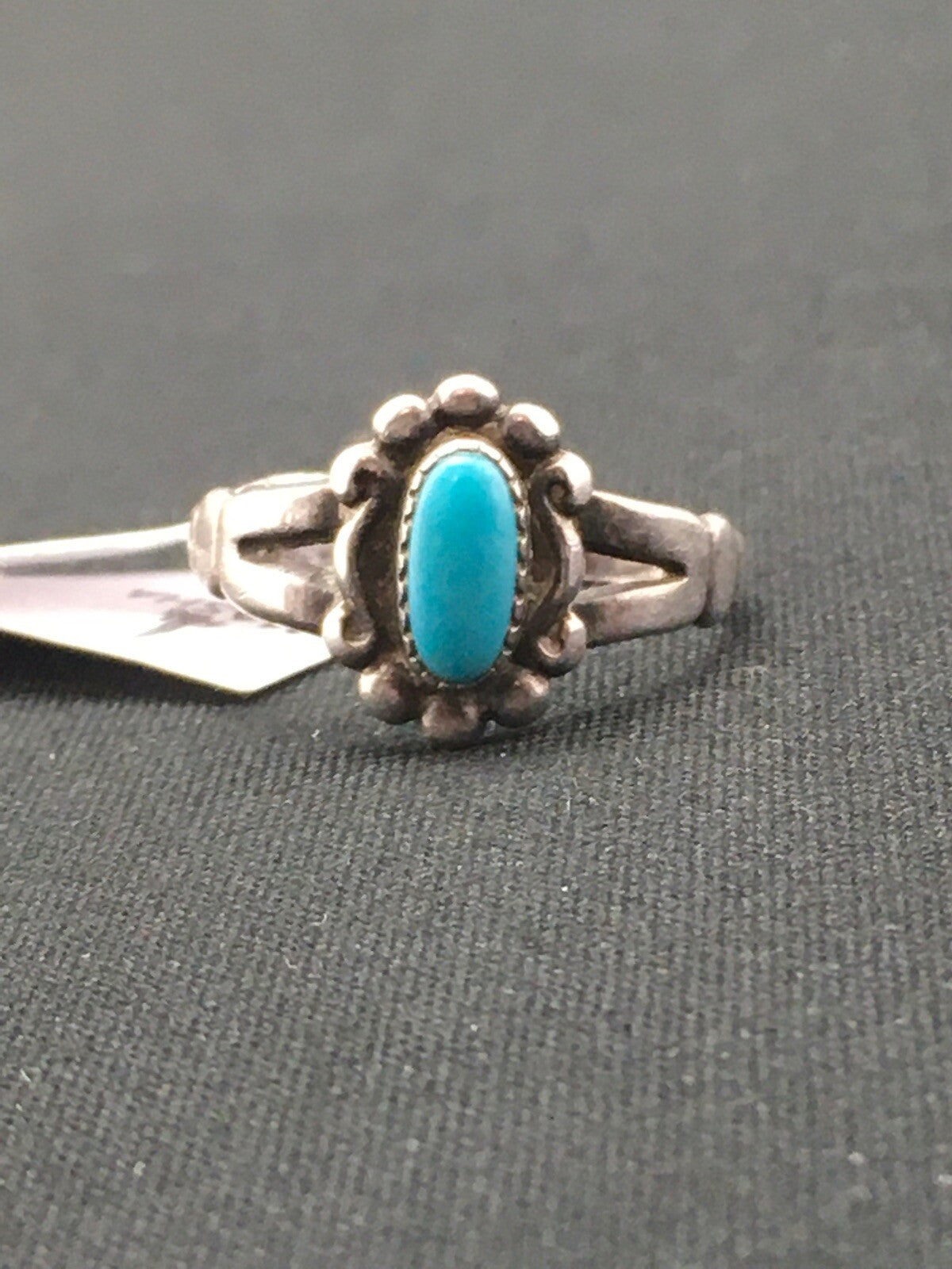 Native American Blue Turquoise Navajo Sterling Silver Ring Size 5.75 04447