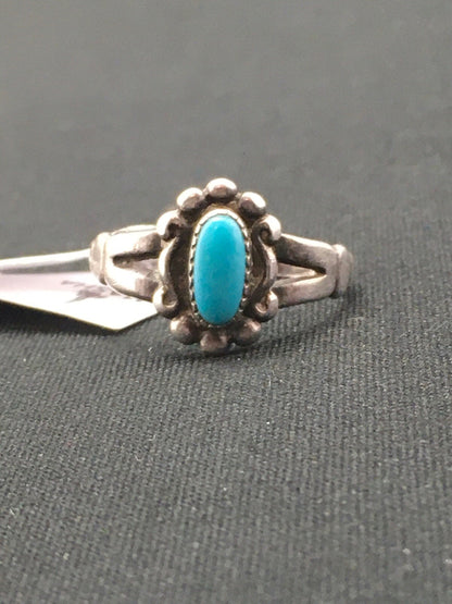 Native American Blue Turquoise Navajo Sterling Silver Ring Size 5.75 04447