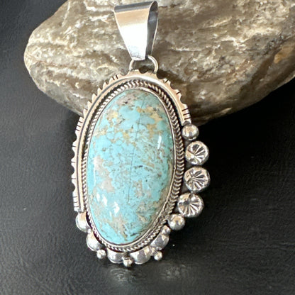 XL Men Women Blue Royston Turquoise Pendant Navajo Sterling Yazzie 19524