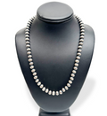 8mm Navajo Pearls 23"Hook Eye Cone Necklace | Sterling Silver | Authentic Native American Handmade