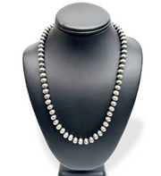 8mm Navajo Pearls 23"Hook Eye Cone Necklace | Sterling Silver | Authentic Native American Handmade