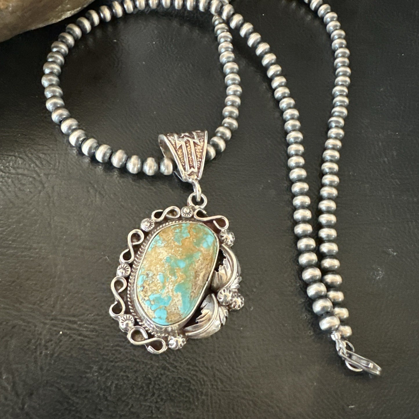 WoMens Navajo Pearls Sterling Silver Royston Turquoise Necklace Pendant 19362