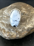 Navajo White Buffalo Turquoise Ring Sterling Silver Sz 8.5 19766